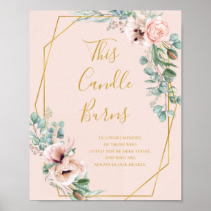 Poster Cette bougie brûle Signe Élégant Floral Pastel Ros