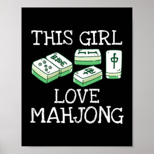 Poster Cette Fille Aime Mahjong Tee Chine Jeu Amoureux Ca