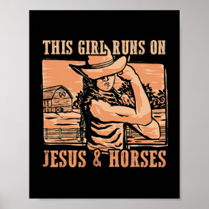 Poster Cette Fille Passe Sur Jésus Et Chevaux Cowboy Rode