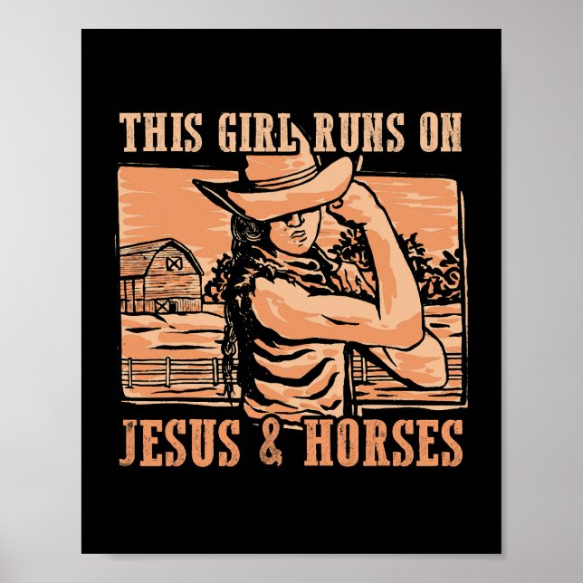 Poster Cette Fille Passe Sur Jésus Et Chevaux Cowboy Rode (Devant)