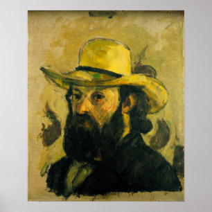 Poster Cézanne - Autoportrait dans un Casquette de paille
