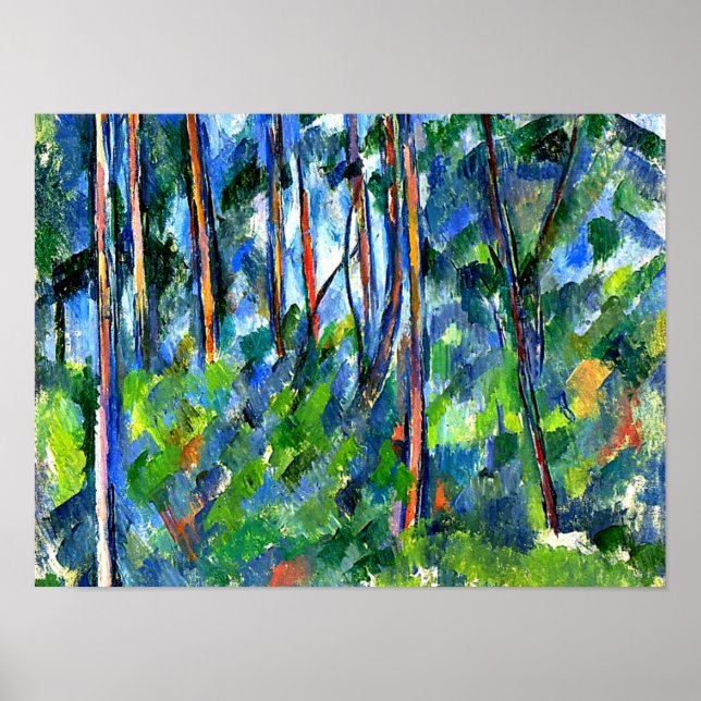 Poster Cézanne - Dans les Bois, célèbre peinture (Devant)
