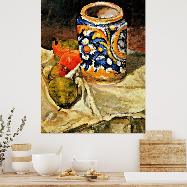 Poster Cezanne - La vie morte avec l'artisanat italien (Cuisine)
