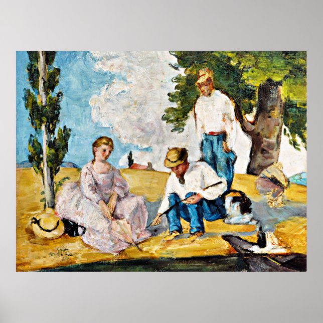 Poster Cézanne - Pique-nique sur la Riverbank (Devant)