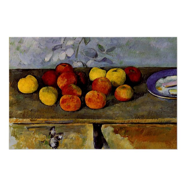 Poster Cezanne - Pommes et biscuits (Devant)