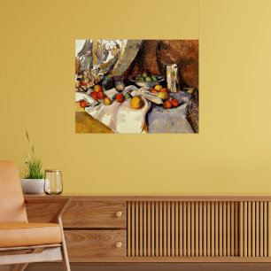 Poster Cezanne - Still Life Post, Bottle, Cup and Fruit