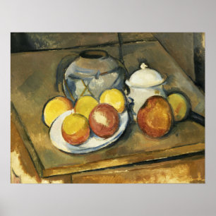 Poster Cézanne - Vase, Sugar Bowl Et Pommes