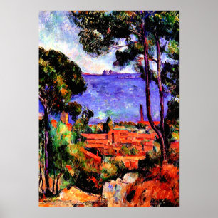 Poster Cezanne - Vue à travers les arbres