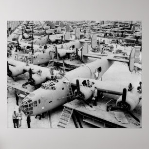 Poster Chaîne de montage du bombardier B-24, 1943. Photo