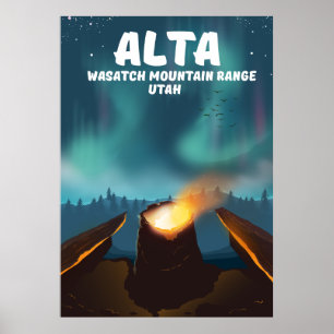 Poster Chaîne de montagnes Alta Wasatch Utah