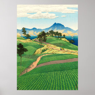 Poster Chaîne de Onsen vue d'Amakusa Kawase Hasui 1922
