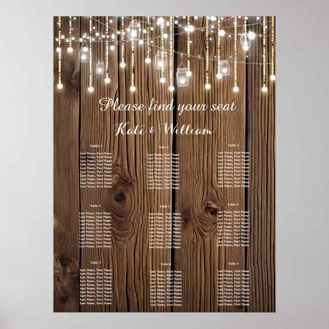Poster Chaîne rustique de lumières Plan d'assise (Devant)