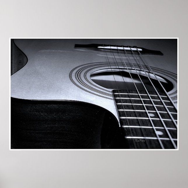 Poster Chaînes de guitare toile BW (Devant)