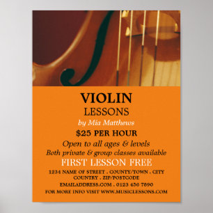 Poster Chaînes de violon, leçons de violon publicité