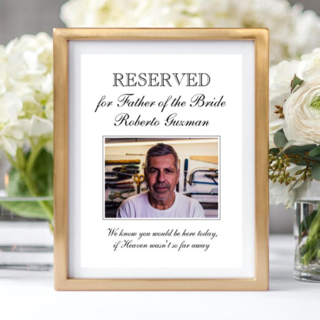 Poster Chaise de mariage avec photo en mémoire du père de (Créateur téléchargé)