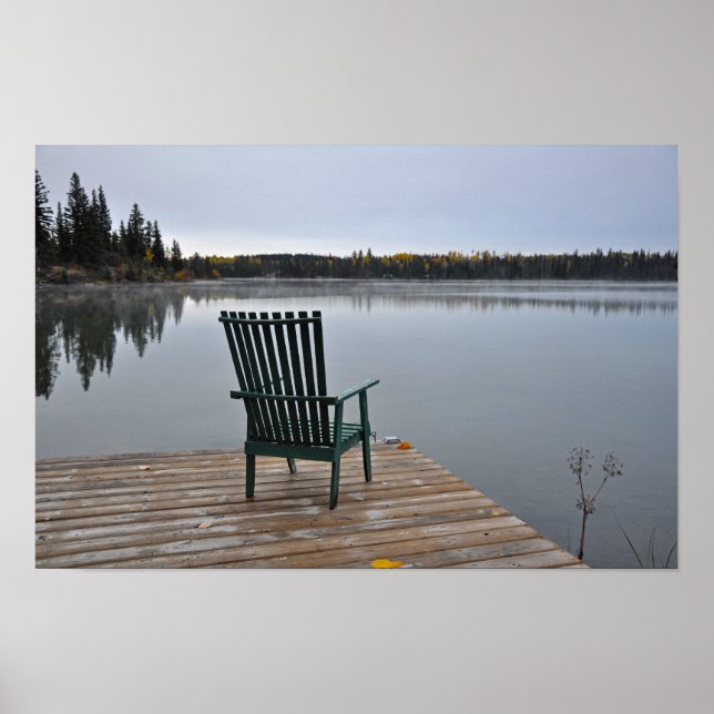 Poster Chaise vide sur le pont du lac (Devant)
