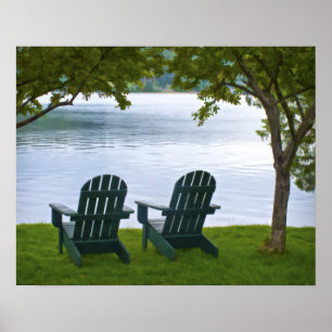 Poster Chaises Adirondack face au lac