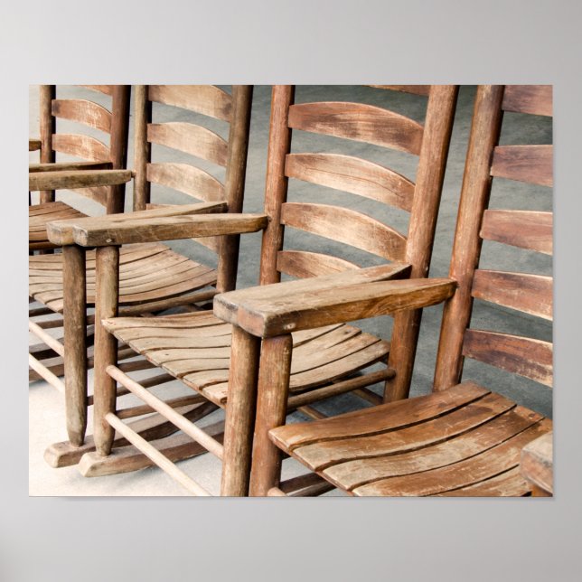 Poster Chaises Rocheuses En Bois Rustique (Devant)