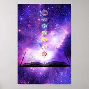 Poster Chakra connaît sept chakras symboles mural pourpre