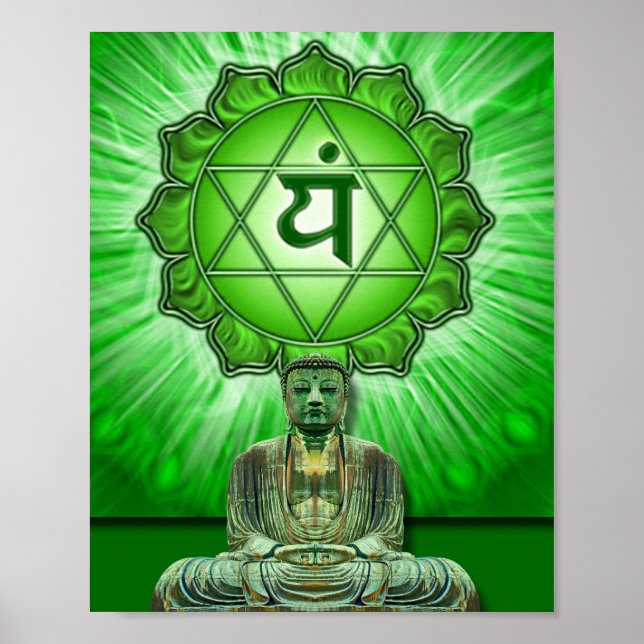 Poster Chakra du coeur et Bouddha (Devant)