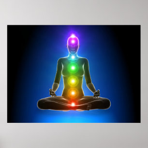 Poster chakra, sept chakras, système énergétique, symbole