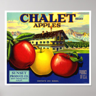 Poster Chalet Marque Pommes Sunset Produire Co
