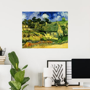 Poster Chalets à chaume, Cordeville par Vincent van Gogh