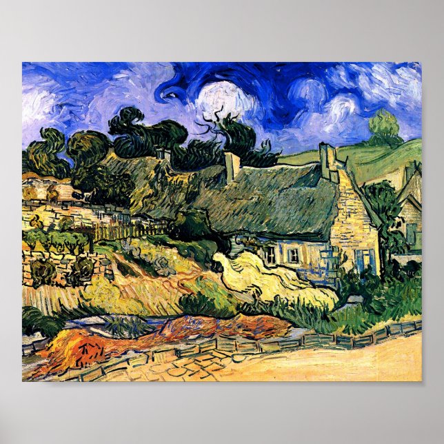 Poster Chalets à Cordeville Van Gogh Art (Devant)