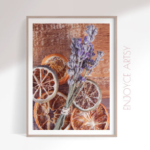 Poster Chaleureux citrus lavande cuisine confortable mur