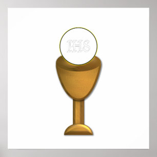 Poster Chalice d'or et hôte - Sainte communion