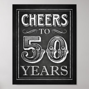 Poster Chalk Style CHEERS TO 50 YEARS Sign Print