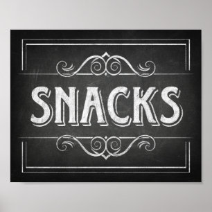 Poster Chalk Style SNACKS Sign Print