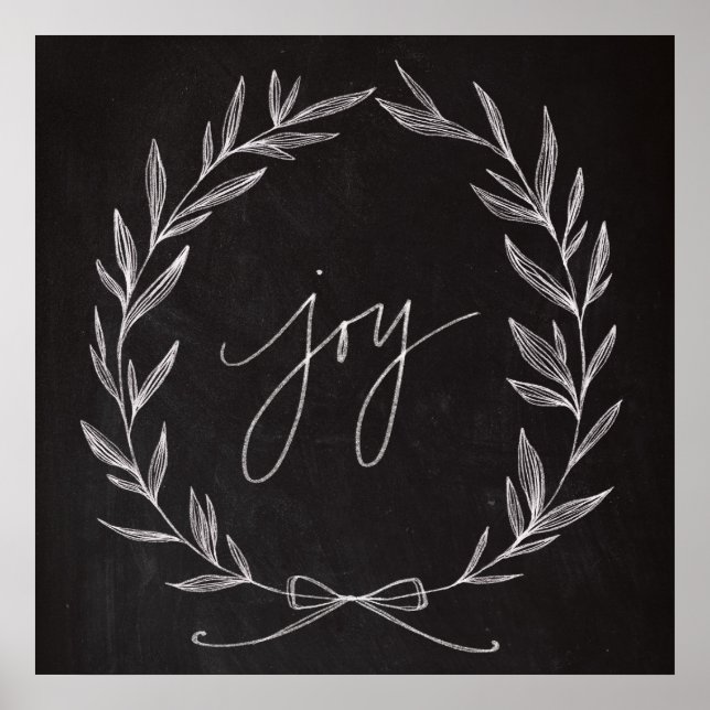 Poster Chalkboard Art - Joy Wreath (Devant)
