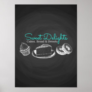 Poster Chalkboard de boulangerie douce