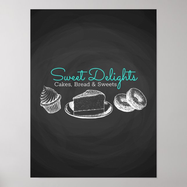Poster Chalkboard de boulangerie douce (Devant)