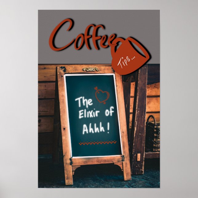 Poster Chalkboard humoristique citation café rouge cuisin (Devant)