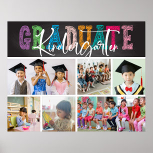Poster Chalkboard Kindergarten Graduate Photo Collage