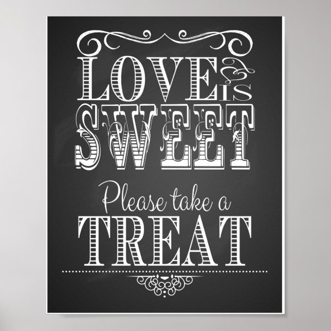 Poster Chalkboard L'amour Mariage est doux Imprimer (Devant)