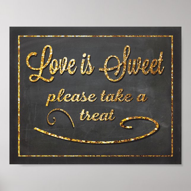 Poster Chalkboard Love is Sweet Favor Mariage Sign (Devant)
