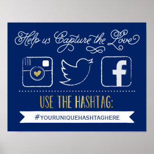 Poster Chalkboard Social Media Hashtag   Décor Mariage