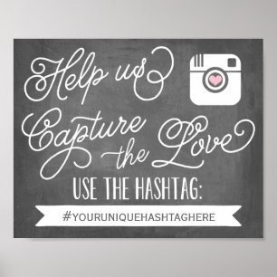 Poster Chalkboard Social Media Hashtag   Décor Mariage