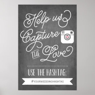 Poster Chalkboard Social Media Hashtag   Décor Mariage