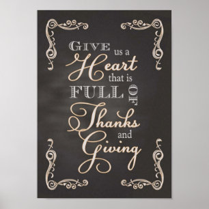 Poster Chalkboard - Un coeur de remerciements et de dons