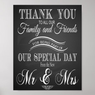 Poster Chalkboard Wedding Thank You print