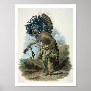 Poster Chaman de la tribu de Mandan dans le costume de