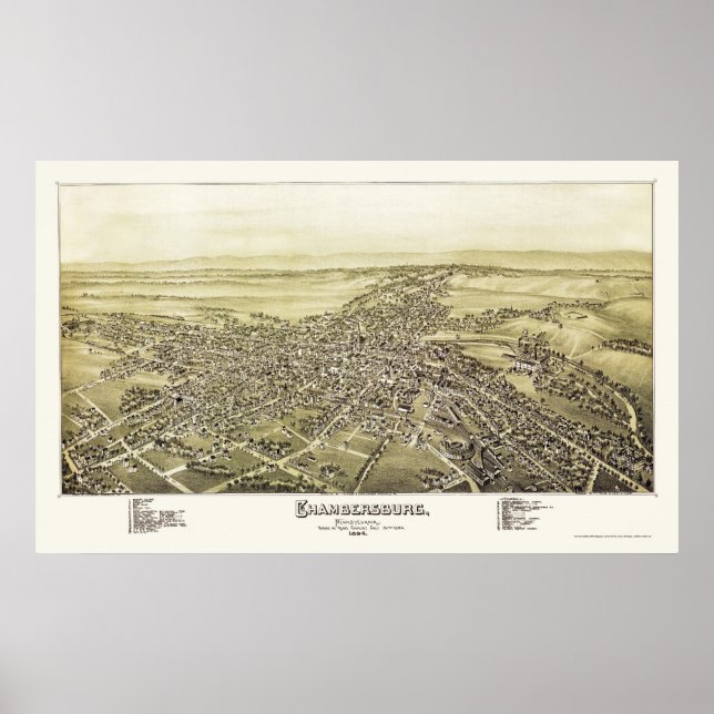 Poster Chambersburg, PA Carte panoramique - 1894 (Devant)