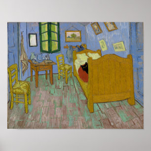 Poster Chambre à Arles avec un chat noir - Van Gogh