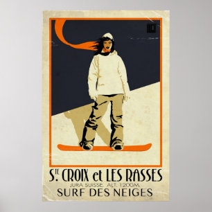 Poster Chambre. Croix et Les Rasses - effet vintage