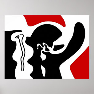 Poster Chambre de décalage : Noir, Blanc et Rouge Abstrai