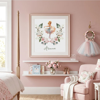 Poster Chambre de filles de danseuse de ballet à l'aquare